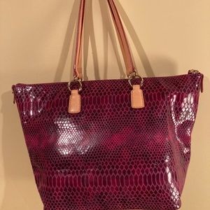 Dooney and Bourke purple and tan tote